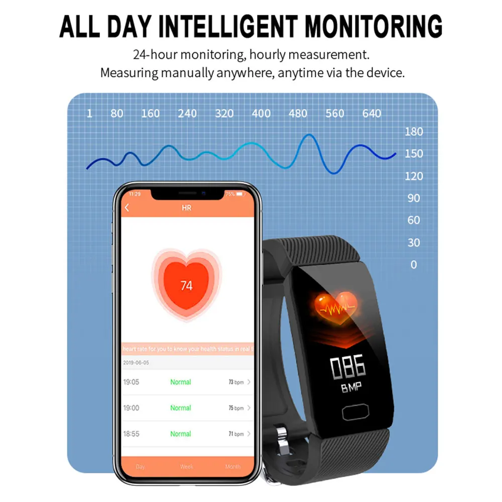  Smart Band Blood Pressure Q1 Heart Rate Monitor Fitness Tracker Smart Watch Fitness Bracelet Waterp - 4000017811419