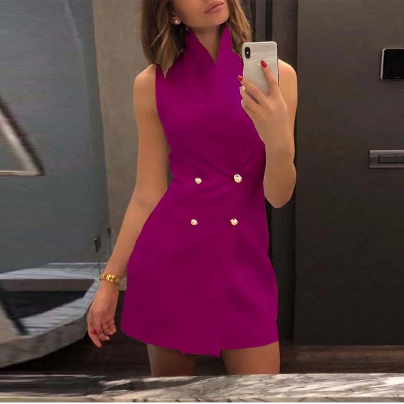 

Sexy Stand Collar Double Breasted Blazer Dress Office Dress Robe Blazer Red White Dress Slim Bodycon Work Wear Dresses
