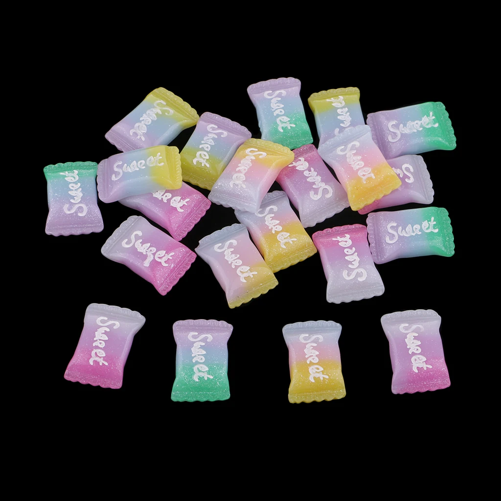 20 Pieces Kawaii Cute Candy Resin Flatback Cabochons Buttons Scrapbooking Slime Charm DIY Embellishment Crafts (2.2 x 1.5cm)