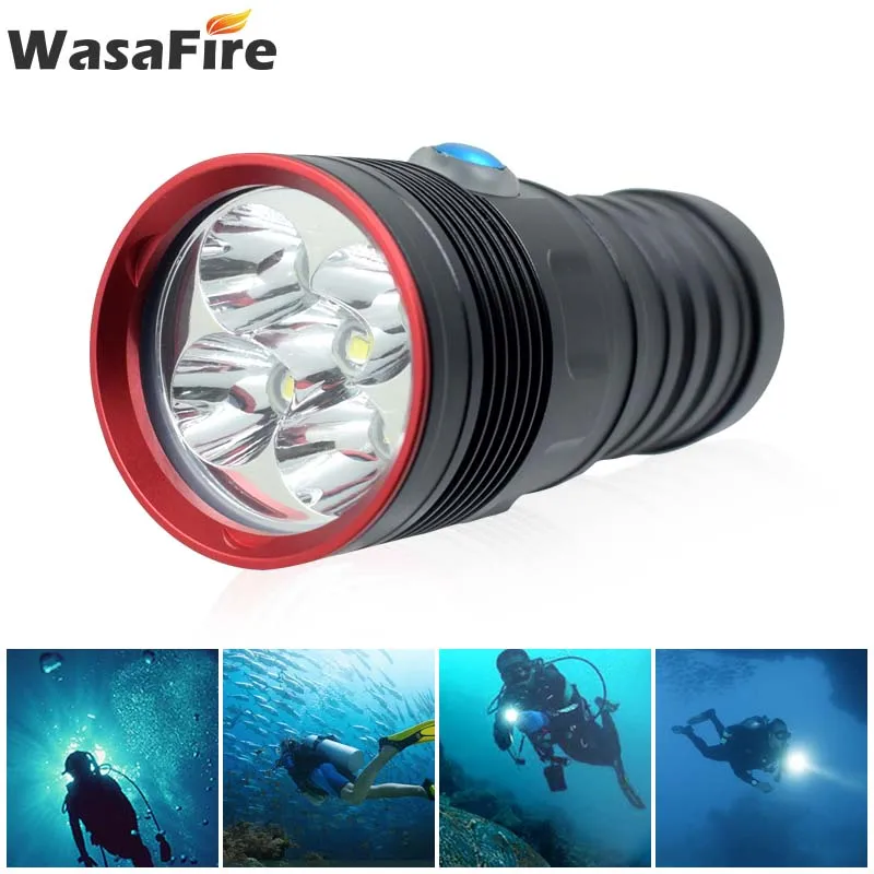 

Wasafire Dive Torch 10000 Lumens XM-L2 LED Diving Flashlight Powerful Flash Light Underwater 100m Waterproof 18650 Scuba Lantern