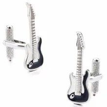 HAWSON di Alta Qualità Gemelli Dello Smalto Chitarra Elettronica Nero Musica Interessante Gemelli per la Camicia degli uomini Gioelleria Raffinata E Alla Moda del Regalo