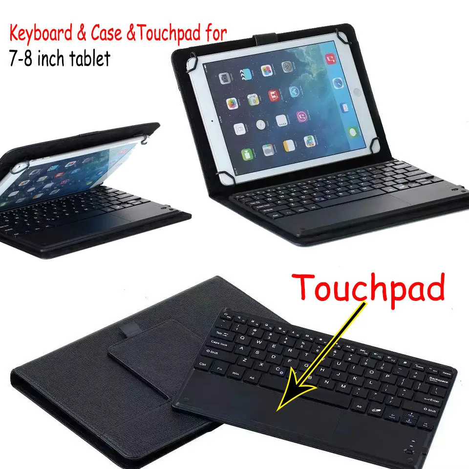 Универсальный dechatable Bluetooth клавиатура ж/Touchpad и кожаный чехол для Dell Venue 8 7840 7000 8.4