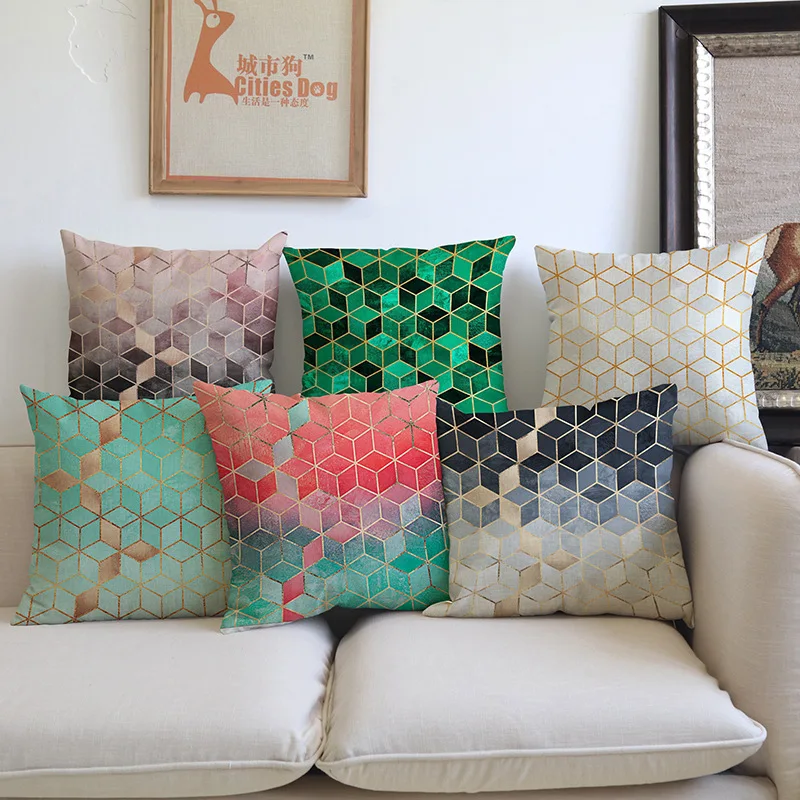 

geometry pillow covers decorative cushion covers for sofa Pillows Abstract geometric lattice pillowcase cushions cover home deco