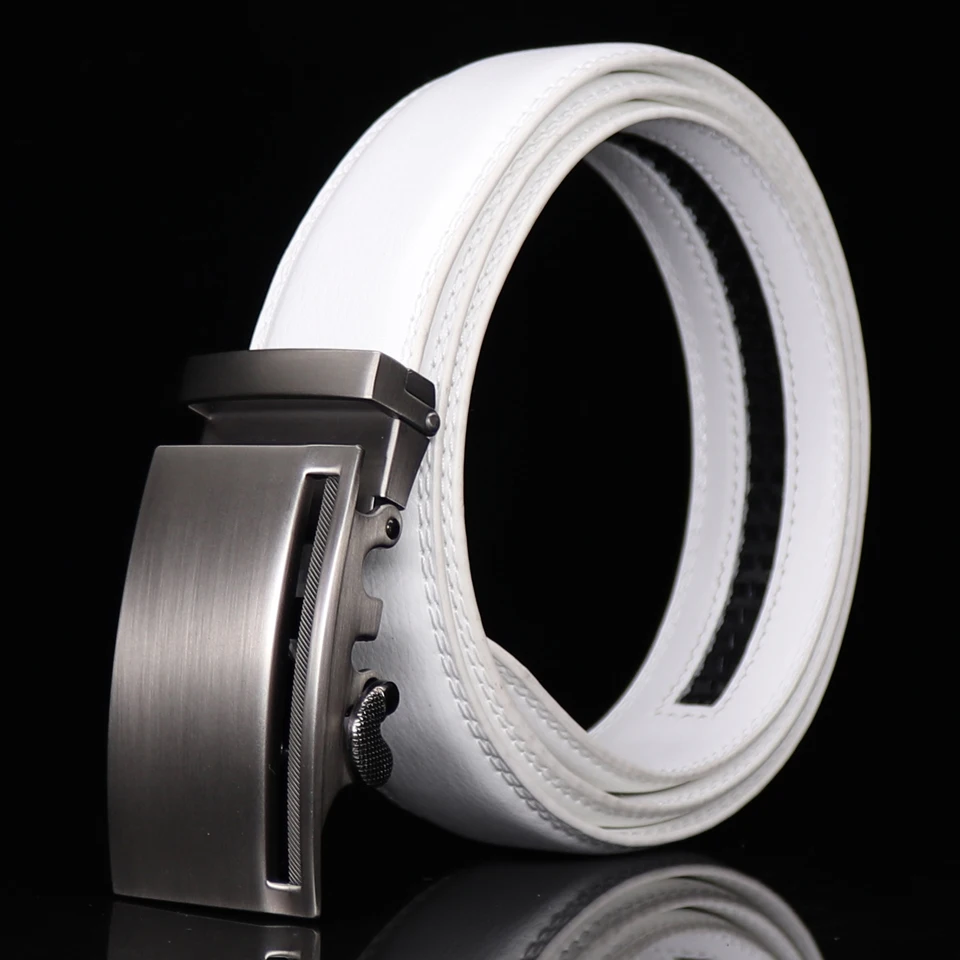 

[BATOORAP]Designer Belt Men High Quality Luxury Brand Men White Belt Automatic Buckle Genuine Leather Belt letters embossed Belt