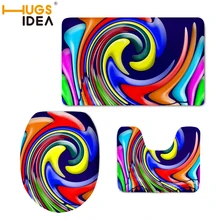 HUGSIDEA 3 шт. мягкие Нескользящие Ванная комната Коврики Радуга Цвет полосатый Туалет Чехлы для сидений мотоциклов комплект Для ванной Ковры крышка Туалет крышка для ванной Коврики Декор