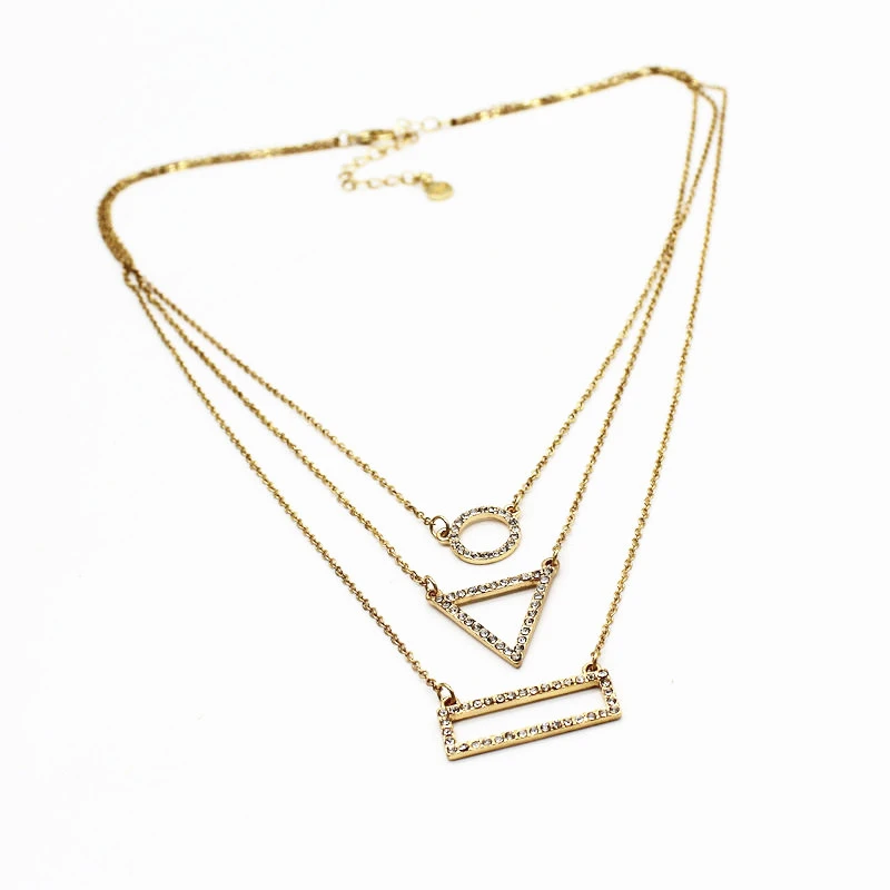 Women Fashion Gold color Diamante cheap costume jewelry Multi layers