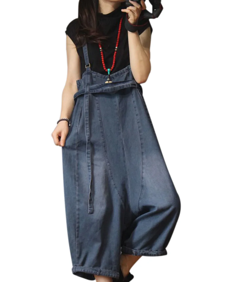 YESNO PFD Women Casual Loose Fashion Denim Jumpsuits Rompers Jeans