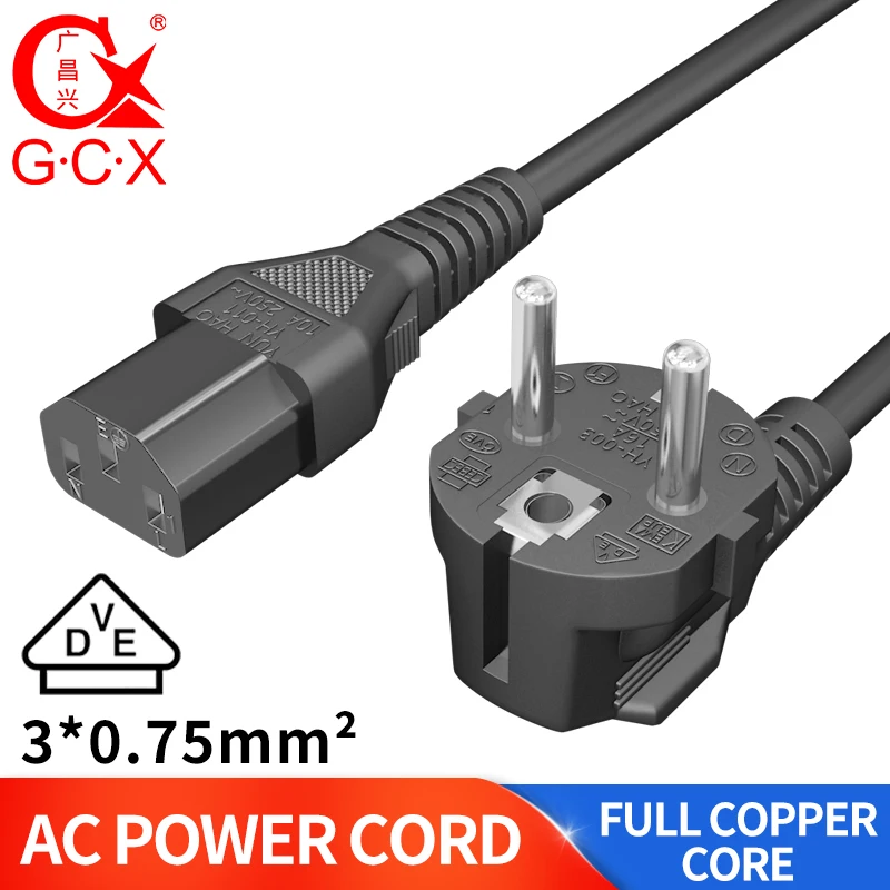 

VDE Approval AC Power Cord Cable European 10A 250V C13 Computer PC Monitor Cooker 1.8m 3m 3 Prong EU Power Extension Cord