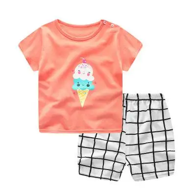 Short Sleeve T-shirt For Boys And Girls Cotton Underwear Suit For Children Two Short Sleeve Suits For Babies In Summer - Цвет: 12