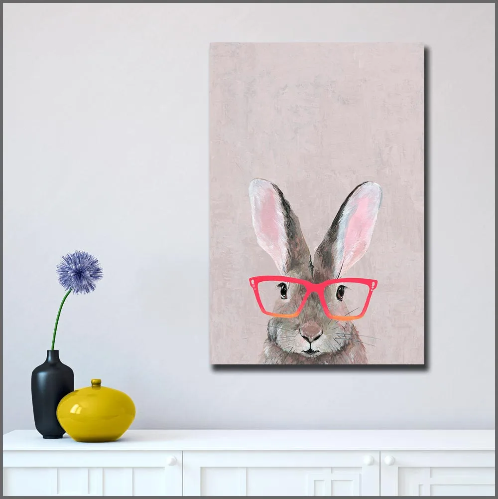 Hare with Red Glasses Canvas Wall Art 1