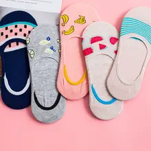 Мягкие эластичные хлопковые носки с фруктами для женщин и девочек носки-башмачки короткие носки невидимые носки дышащие и удобные 5 цветов