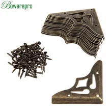 Bowarepro Античная бронзовая бижутерия коробка угловая ножка Деревянный чехол протектор для углов Декоративный уголок для мебели металл ремесло 20 шт