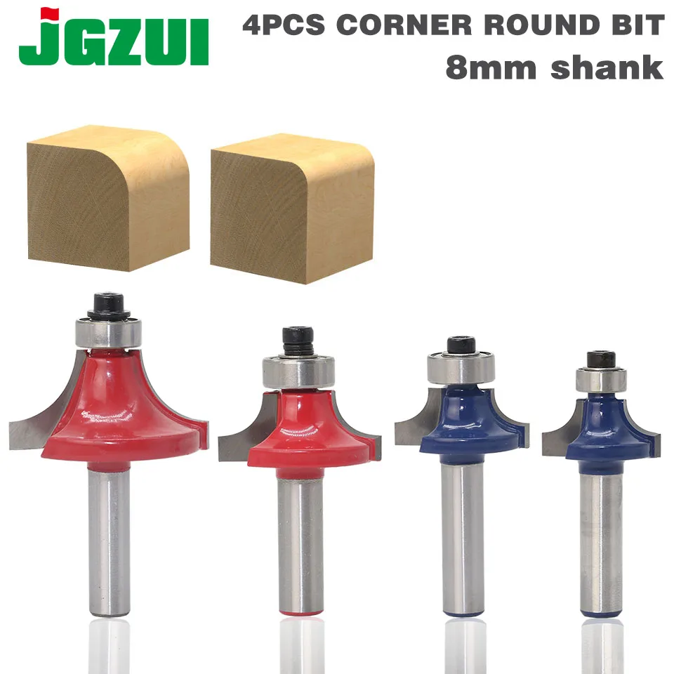 

4pcs/set High Quality Roundover Bit with Bearing 8mm shank Dovetail Router Bit Cutter wood working