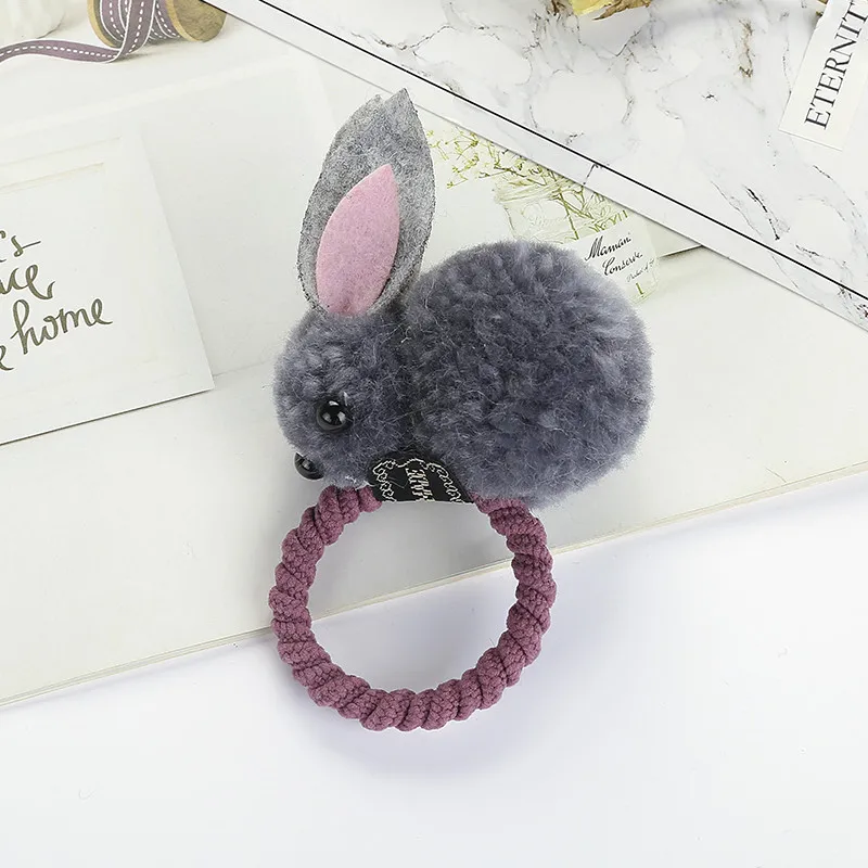 Корейские 3D кроличьи ушки эластичные резинки для волос милый плюшевый помпон для волос Веревка детские заколки для волос заколки для девочек аксессуары для волос
