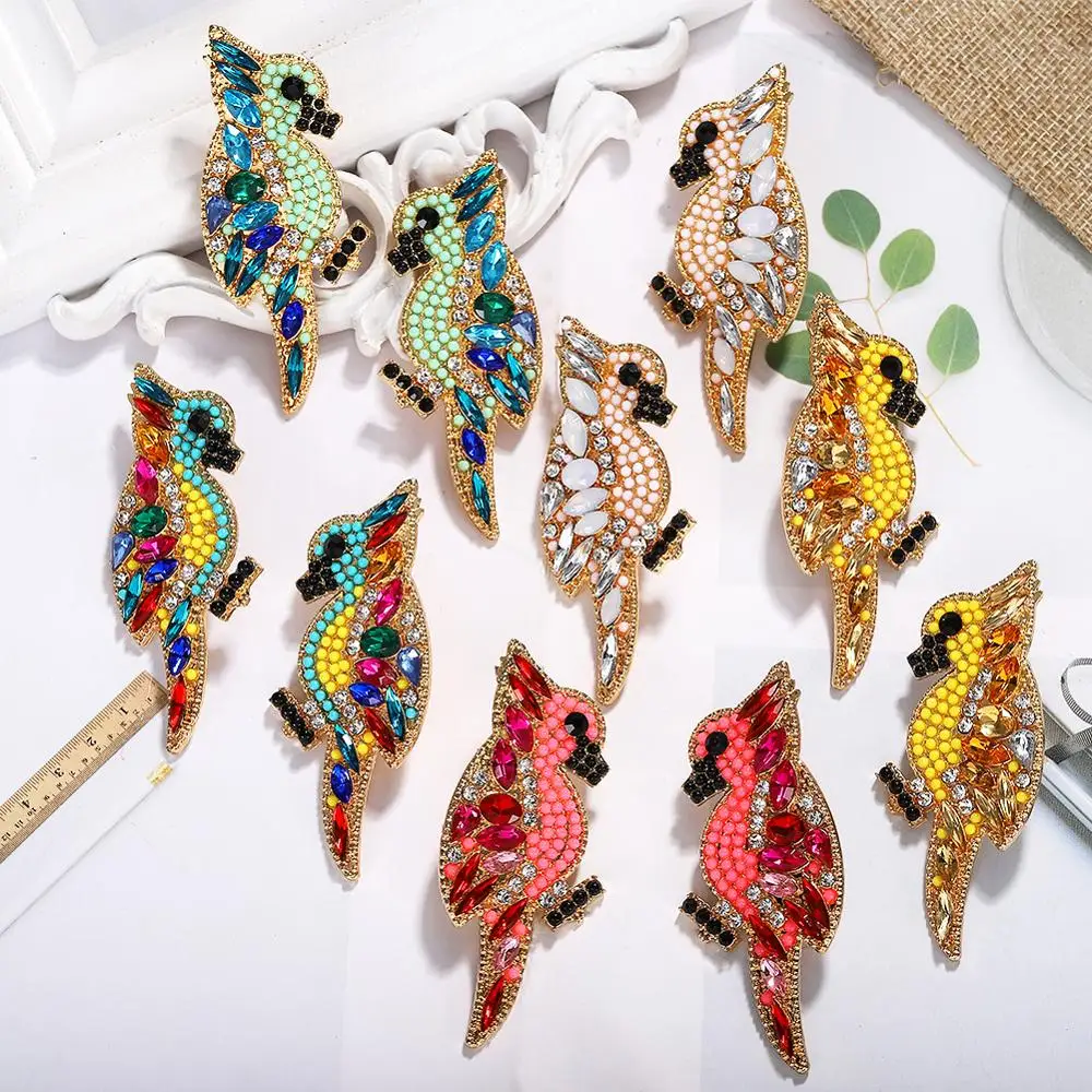 

Dvacaman Dancing Bird Earrings for Women Colorful Crystal Big Statement Earrings Handmade Beads Drop Earrings INS Animal Jewelry