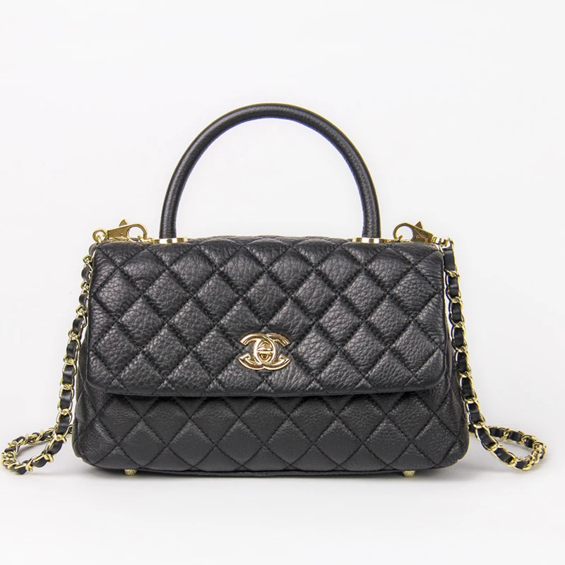 Genuine Leather Lady bag 2019 new Fashion luxury design handbag First layer Cowhide Rhombus chain package Shoulder Messenger Bag