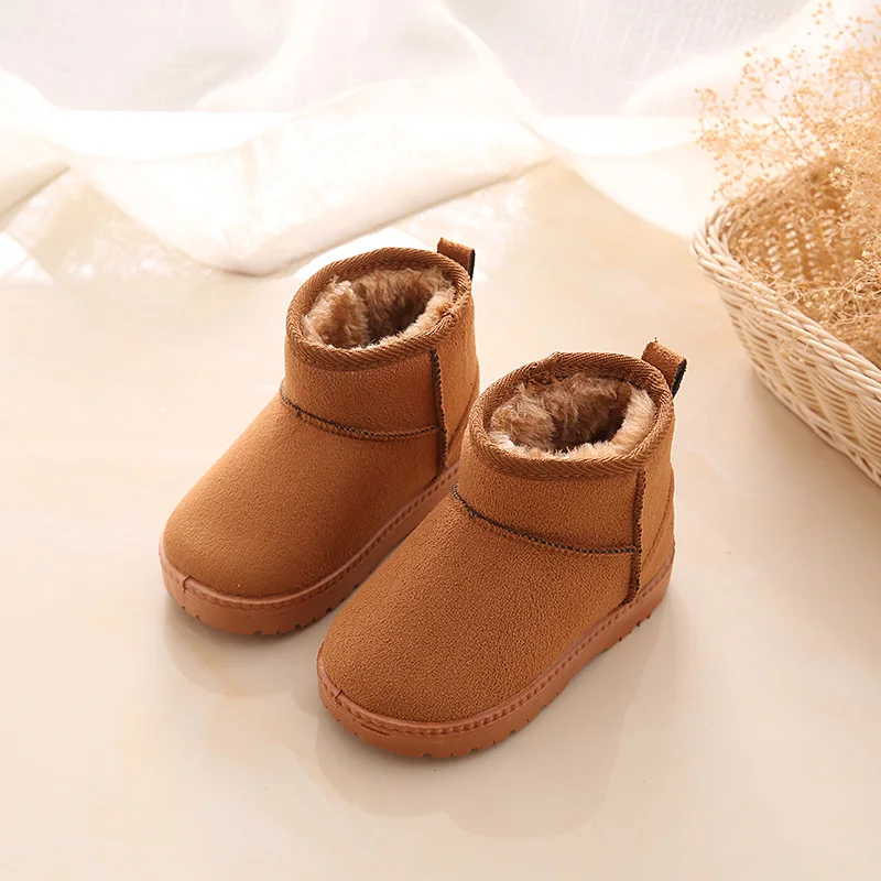 Удобные детские зимние теплые ботинки; плюшевые зимние ботинки на толстой подошве для мальчиков и девочек; Размеры 22-33; обувь для малышей