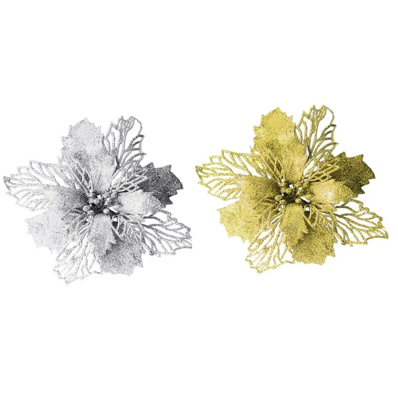 2pcs Fake flower Romantic Rosette Christmas Hanging Charm Party Decoration Christmas Tree Ornament Flower #3o30 (5)