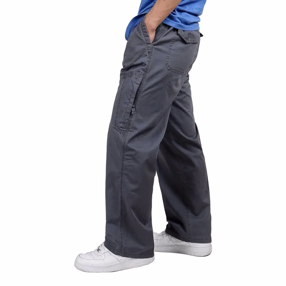 

Big Size 4XL 5XL 6XL Spring Summer Cargo Pants with Side Zipper Pocket Men Casual Trousers Straight Loose Baggy Soft Joggers