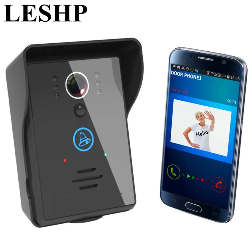 

LESHP WiFi Wireless Video Door Phone IR Night Vision Visual Doorbell 140 Degrees Super Wide Viewing Angle Video Intercom EU Plug