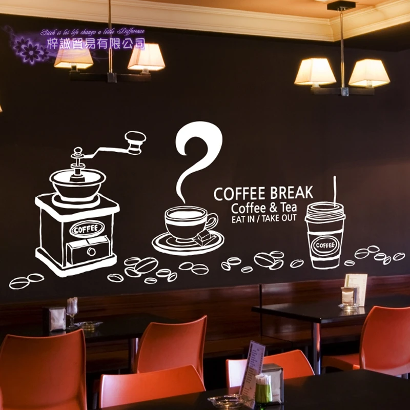 Стикер с кофе брейк наклейка кафе плакат виниловые художественные наклейки на стены Pegatina Quadro Parede Декор Фреска стикер с кофе