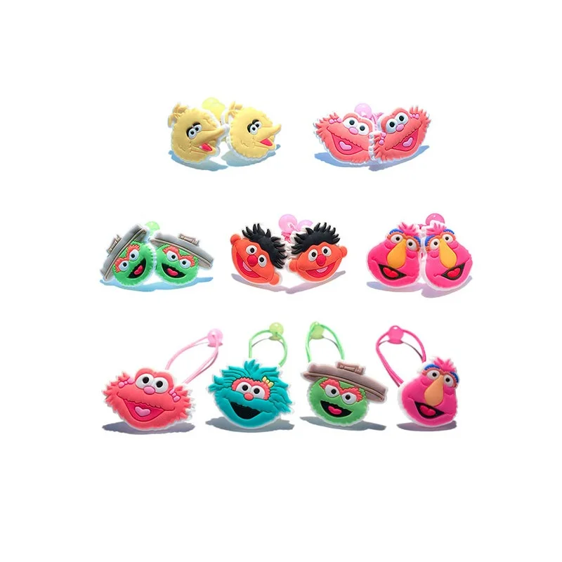 

1Pair Cute Cartoon Sesame Street Girls' Hairbands Girls Kid Headwear Accessories PVC+Elastic Bands Party Gifts Hair Jewelry