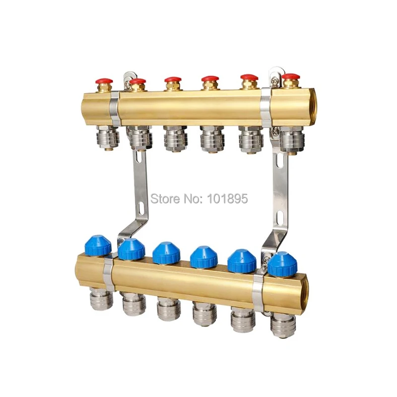 Brass 2 7 Wayout DN25 Floor heating Water Separator Valvein Valve from