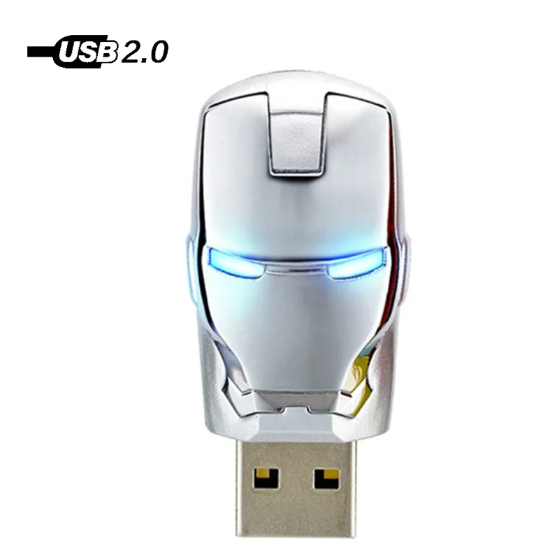 Ironman свет глаз Лидер продаж Usb флешка U флэш-накопитель 128 MB 4ГБ 8ГБ 16ГБ 32ГБ 64ГБ 128 GB Memory Stick - Цвет: Silver