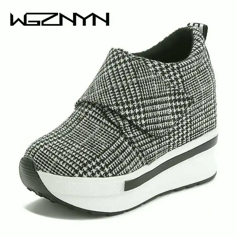 

Hidden Heel Women Casual Platform Shoes Woman Sneakers 2019 Canvas Slip on Shoes for Women Height Increasing Wedges Shoes W309