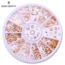 Розовый Золотой, геометрической формы шпильки 3D украшения для ногтей заклепки сплав звезда круглый маникюр Дизайн ногтей украшения