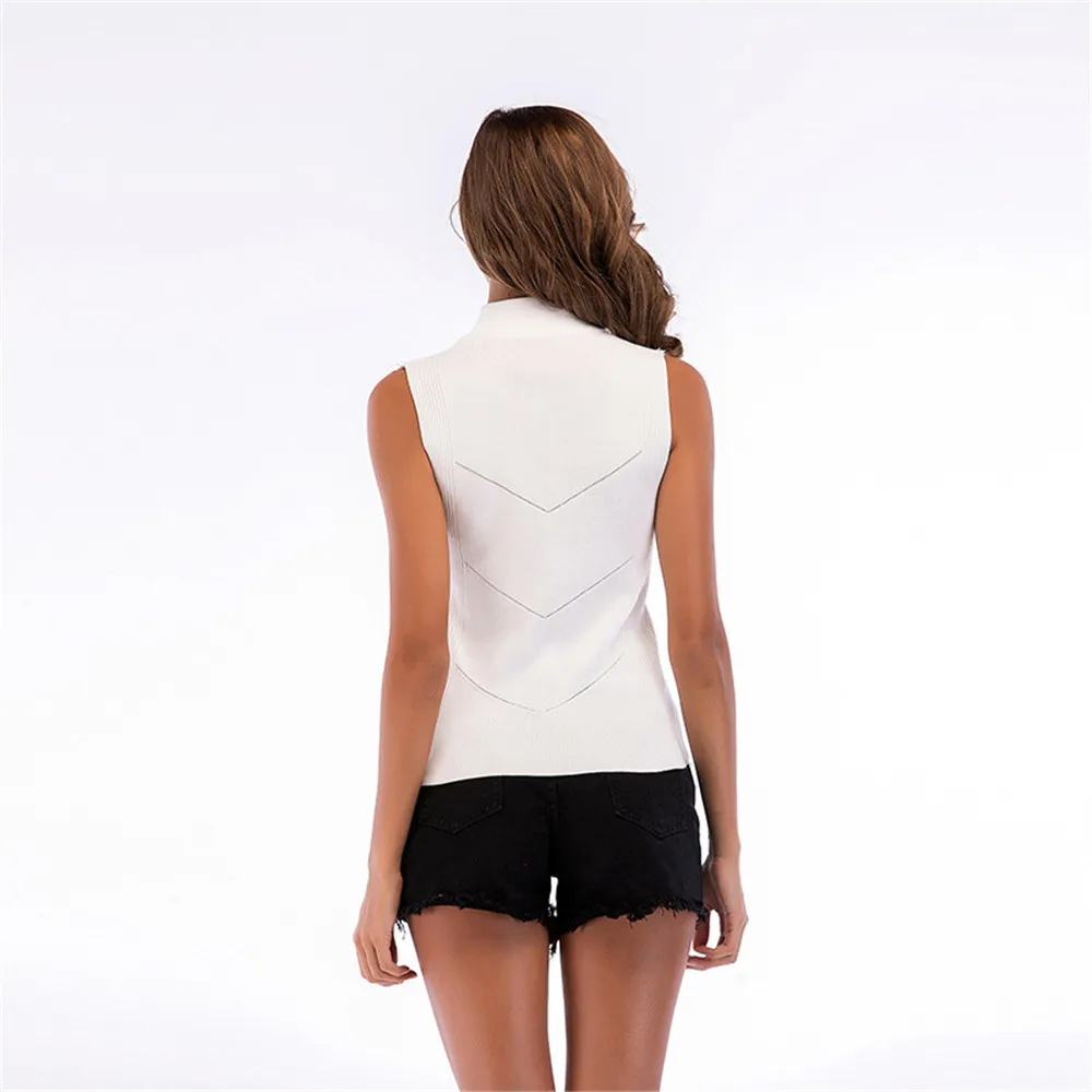 New Fashion Turtleneck Sleeveless Sweater Women Spring Autumn Solid Knitted Pullover Women Slim Soft Jumper Sweater Female New Fashion Turtleneck Sleeveless Sweater Women Spring Autumn Solid Knitted Pullover Women Slim Soft Jumper Sweater Female