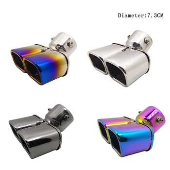 

Car Auto Round Exhaust Muffler Tip Stainless Steel Exhause 1 to 2 Dual Pipe Chrome Trim Modified Car Rear Tail Throat Liner