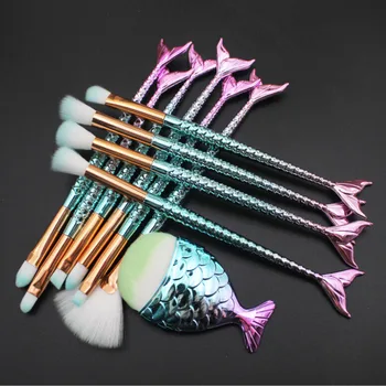 

USPS 11PCS Unicorn Mermaid Brush Set Foundation Eyeshadow Makeup Brushes Blending Contour Blush Cosmetics Makeup Tools Dropship