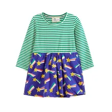 Striped Patchwork Character Girl Dresses Long Sleeve Cute Butterfly Children Clothing Kids Girls Dress Denim Kids Clothes fhadst new striped patchwork character girl dresses long sleeve cute mouse children clothing kids girls dress denim kids clothes