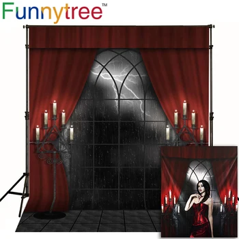 

Funnytree photo backdrop light curtain terror candle Rainy night Halloween photography photocall photobooth photo shoot