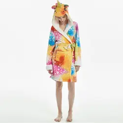 Осень-зима Домашняя одежда халаты сексуальные свободные пижамы халат Kigurumi фланель с длинным рукавом Детский халат с капюшоном