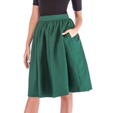 Летняя женская плиссированная миди юбка женская s карманная Корейская винтажная Стильная черная красная женская юбка с высокой талией приталенная юбка Longa Saia XXL