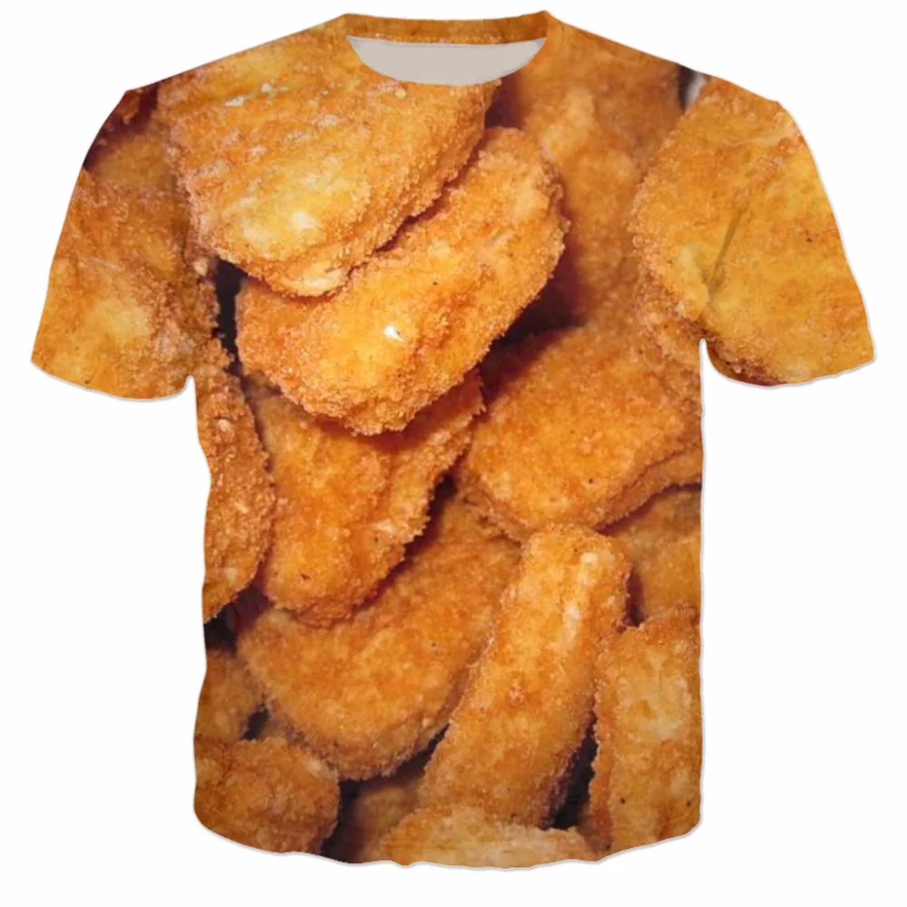 Chicken Nuggets 3D Printed T Shirt Casual Tee Short Sleeve ...