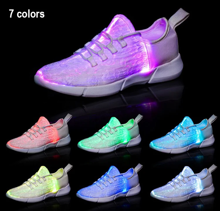 Светодиодный волоконно-оптический обувь для мальчиков, обувь для бега, женские светящиеся кроссовки, Светодиодный светящийся кроссовки для девочек, мужской светильник, обувь для детей, размер 26-43