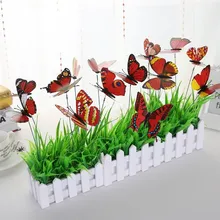10 шт.! Случайное Моделирование Бабочка со вставкой стержня реалистичные искусственные 3D насекомые растения Газон Сад Двор украшение в горшках