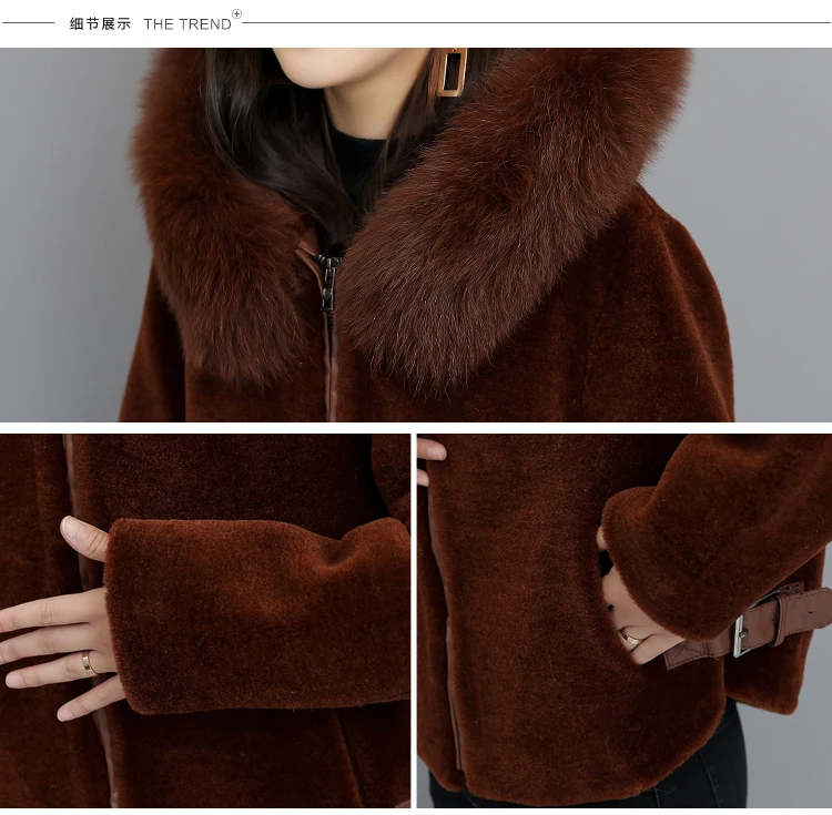 6136 Luxury Fluffy Jacket with Hood Women Wool Top Quality Elegant Zip Faux Fur Coat Jacket Women Winter Plus Size Casual Coat 2018 18