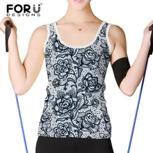 FORUDESIGNS/женские укороченные топы, 3D сексуальные кружевные женские майки с принтом розы, модная женская повседневная майка без рукавов для бодибилдинга, Летний жилет