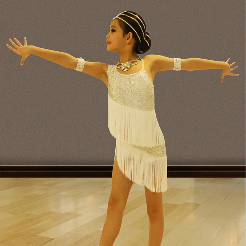 

2019 Fashion sexy latin dance dress for girls samba children dresses cha cha for girls competition ballroom costumes 4 colors