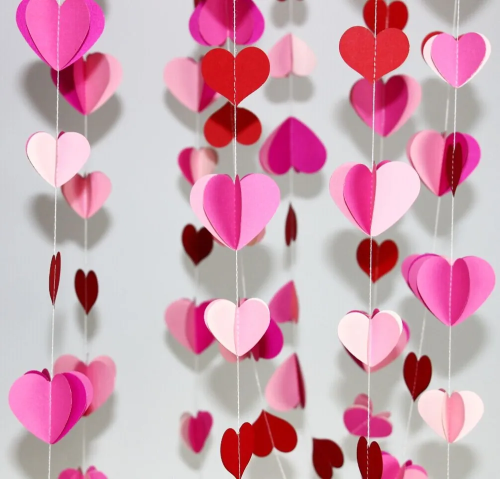 5 шт. 3d розовый/красное сердце гирлянды Baby Shower Декор-DIY Детские Мобильный-День рождения Аксессуары