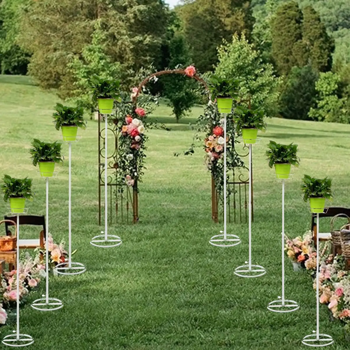 

120CM Telescopic Wedding Flower Stand Metal Wedding Props Party Decorative White Roman Column Road Welcome Decor Flower Ball