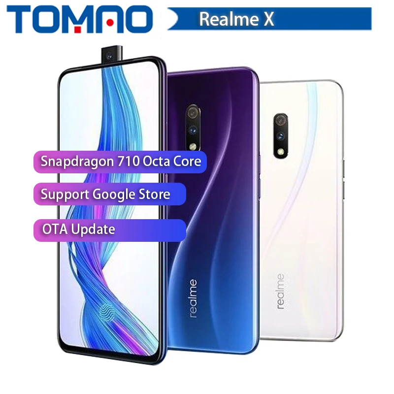 

Realme X Mobile Phone AMOLED Screen 6.35 inch 4GB RAM 64GB ROM Snapdragon 710 Octa Core 2.2GHz 4G Smartphone 48.0MP