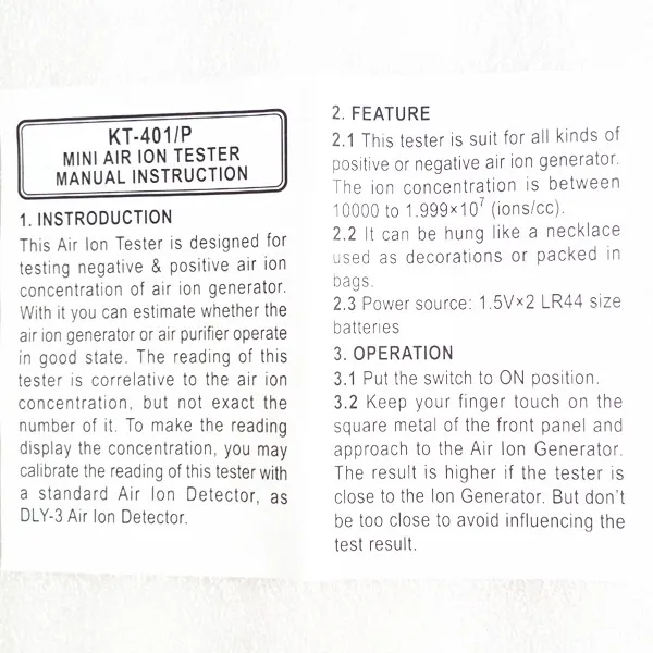 KT-401AIR Aeroanion Tester ion meter aeroanion detector Negative oxygen ions anion concentration detecto Auto Air Purifier