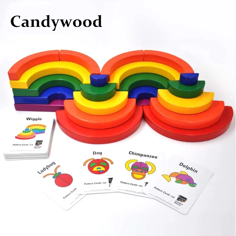 Candywood Деревянные Монтессори образования красочные радужные блоки
