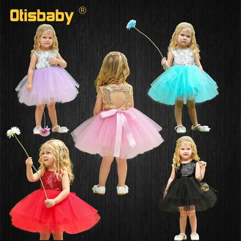 

Summer Infant Party Dress 1 2 Years Kids Princess Sequin Backless Dresses Toddler Ball Gown Newborn Birthday Girl Baby Clothing