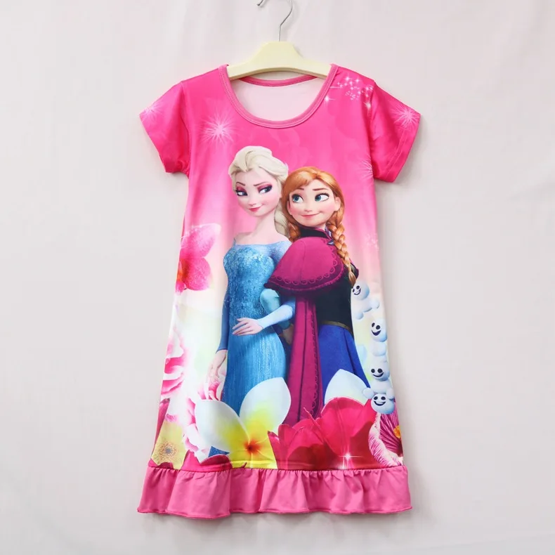 Disney princess robes summer girl nightdress baby nightgowns Frozen Elsa children's dress home clothing sleepwear pajamas top - Цвет: 3